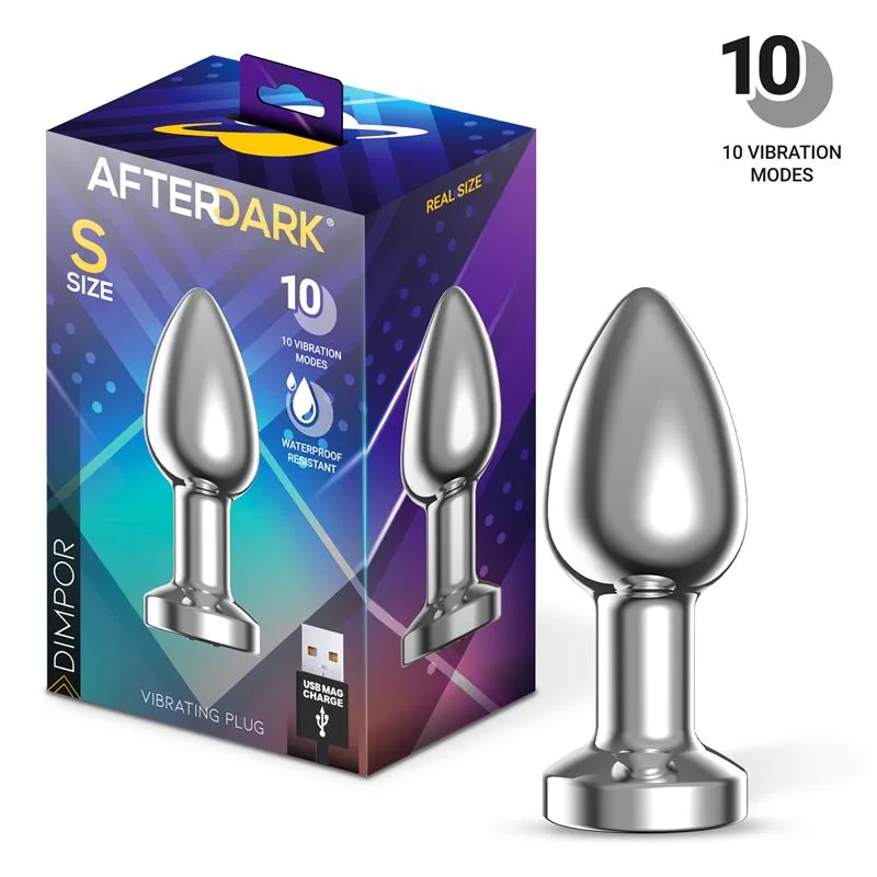 Plug Anal Dimpor Cromado com Vibração USB Magnético Afterdark Tamanho S