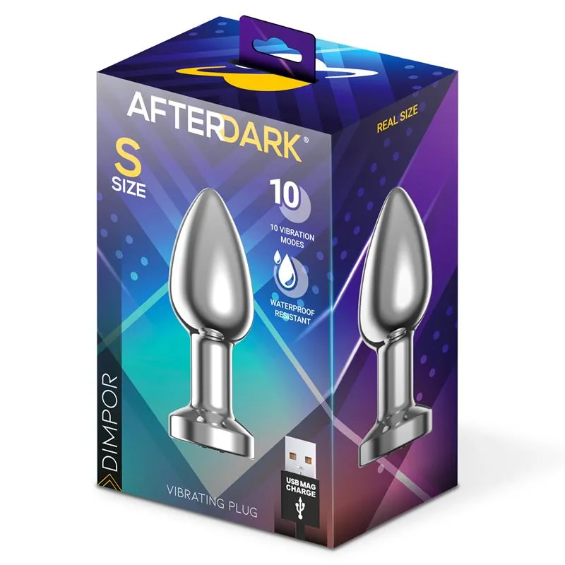 Plug Anal Dimpor Cromado com Vibração USB Magnético Afterdark Tamanho S — vista 12 de 12