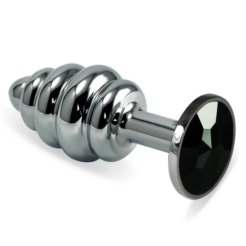 Plug Anal em Espiral com Joia Rosebud — Preto