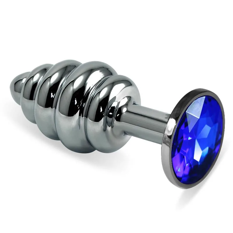Plug Anal em Espiral Rosebud com Joia Azul-Escura Lovetoy