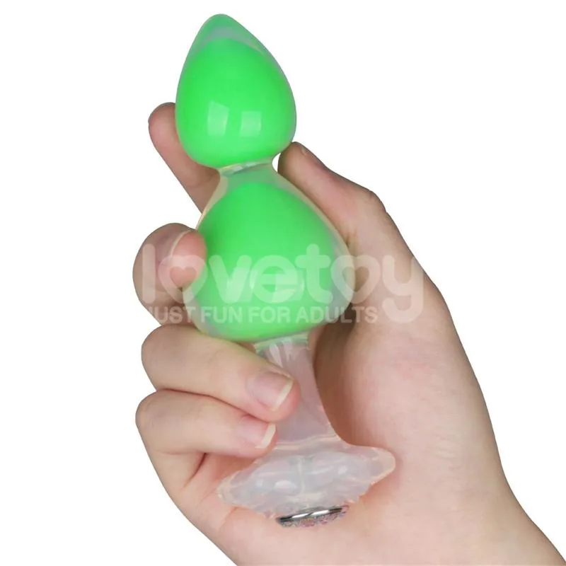 Plug Anal Gemoria com Bola de Aço Interna em Silicone Brilha no Escuro Lovetoy — vista 10 de 12