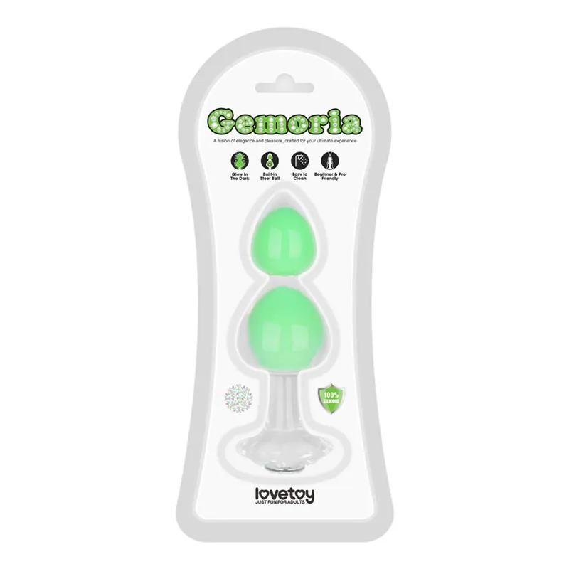 Plug Anal Gemoria com Bola de Aço Interna em Silicone Brilha no Escuro Lovetoy — vista 12 de 12