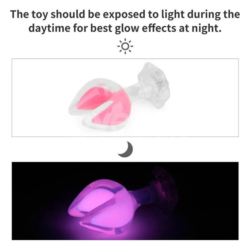 Plug Anal Gemoria Ponta Dupla em Silicone Brilha no Escuro Lovetoy — vista 3 de 12