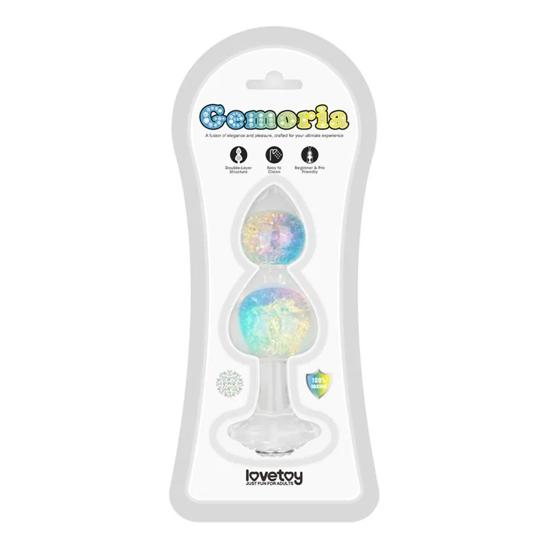 Plug Anal Gemoria em Silicone com Centro de Cristal Multicolor Lovetoy — vista 9 de 9