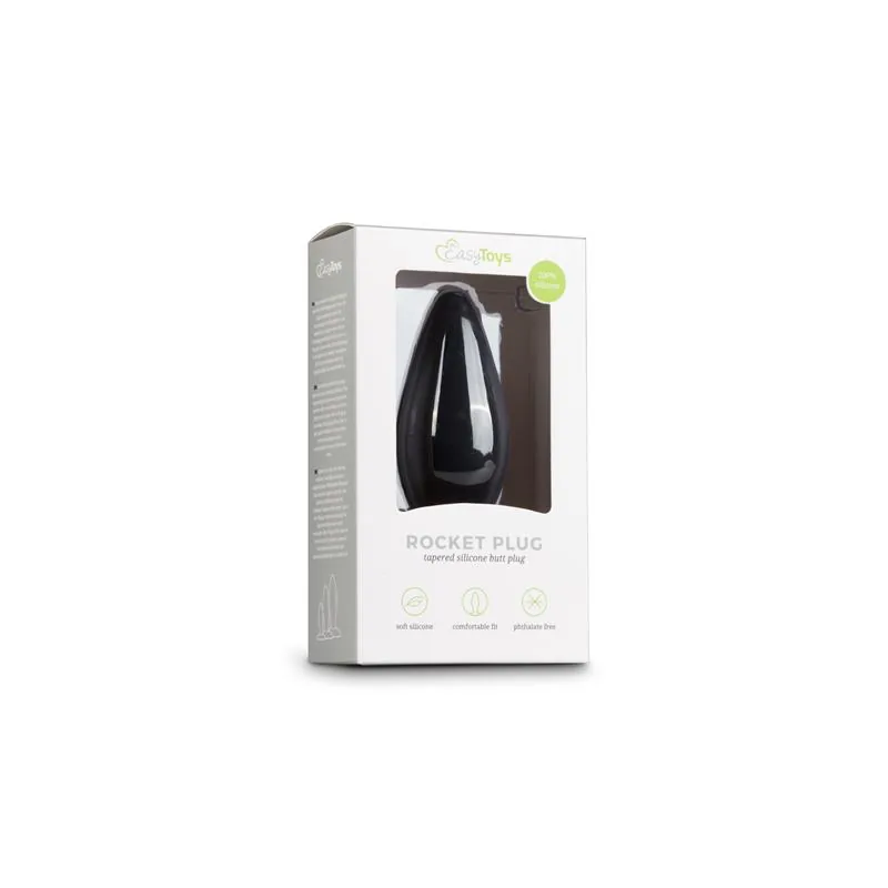 Plug Anal Grande de Silicone Easytoys Preto — vista 4 de 4