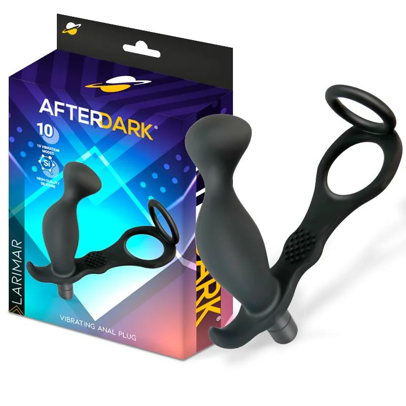 Plug Anal Larimar com Vibração e Anel para Pénis e Testículos Afterdark