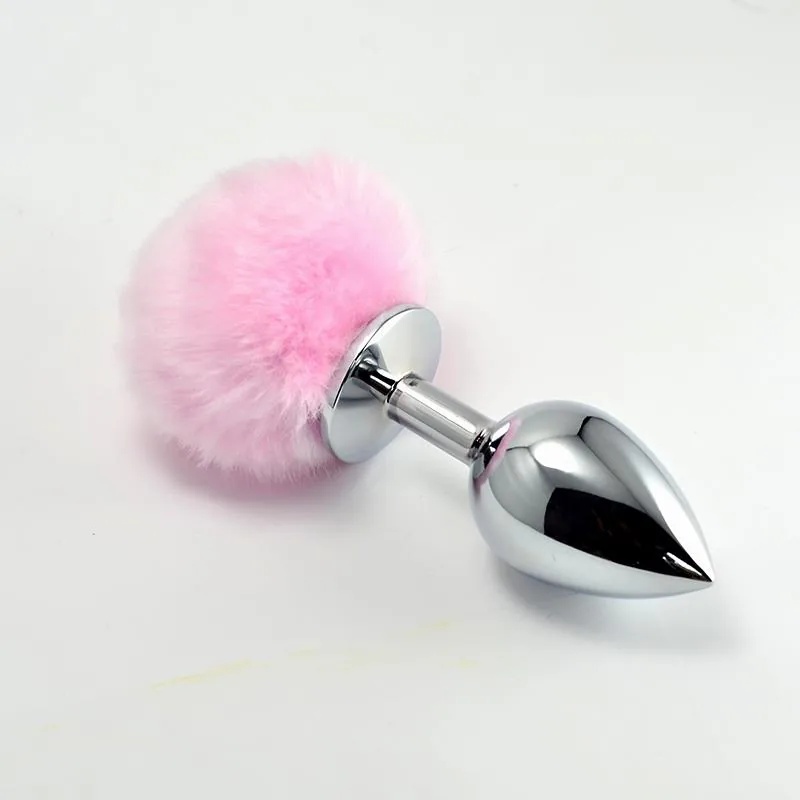 Plug Anal de Metal com Pompom Lovetoy Rosa Tamanho L