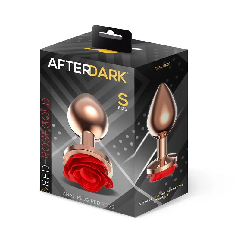 Plug Anal de Metal Ouro Rosa com Rosa Vermelha Afterdark Tamanho S — vista 4 de 4