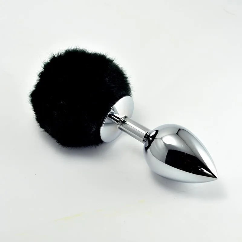 Plug Anal de Metal com Pompom Lovetoy Preto Tamanho L