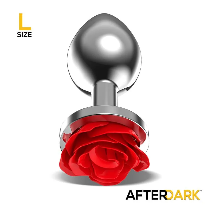 Plug Anal de Metal com Rosa Vermelha Afterdark Tamanho L — vista 2 de 4