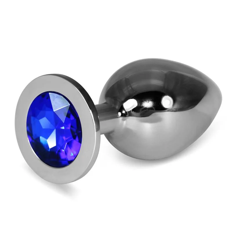 Plug Anal de Metal Rosebud Classic com Joia Azul-Escuro Lovetoy Tamanho L