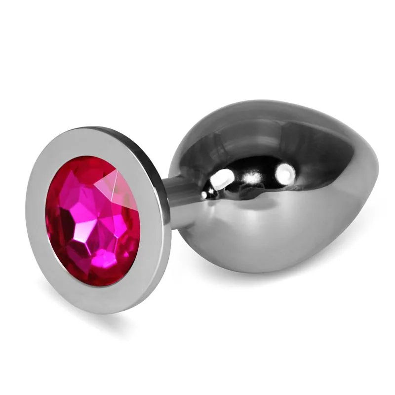 Plug Anal de Metal Rosebud Clássico com Joia Lovetoy Fúcsia Tamanho L
