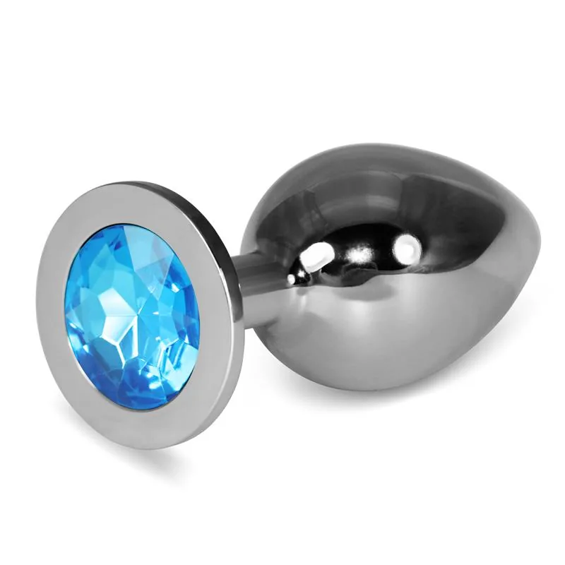 Plug Anal de Metal Rosebud com Joia Azul Lovetoy Tamanho L