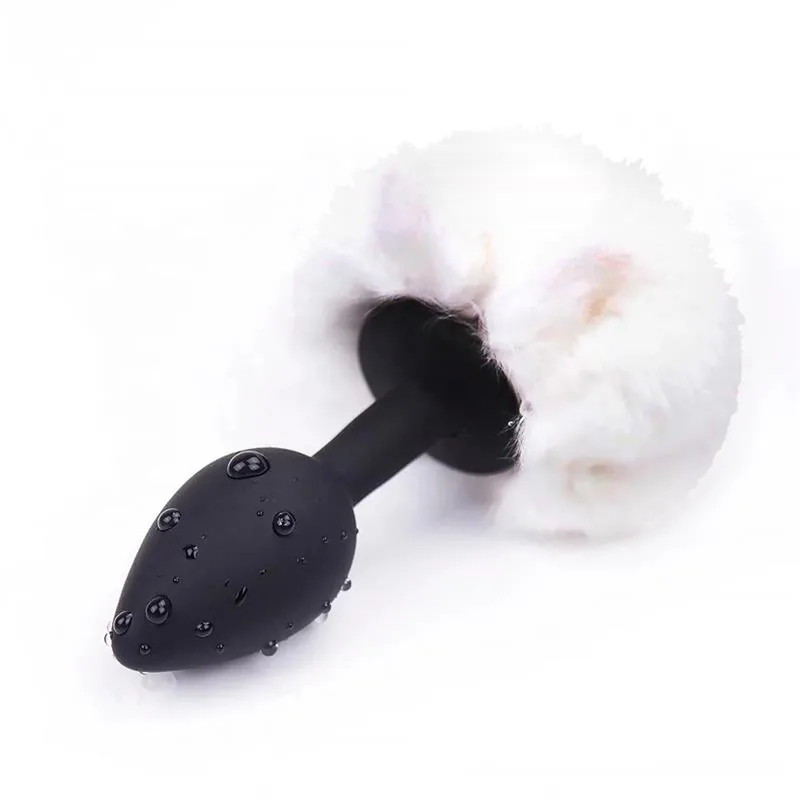 Plug Anal com Pompom Branco Afterdark Tamanho S