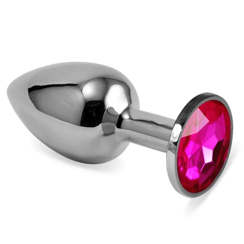 Plug Anal Prateado Rosebud Classic com Joia Fúcsia Lovetoy Tamanho S