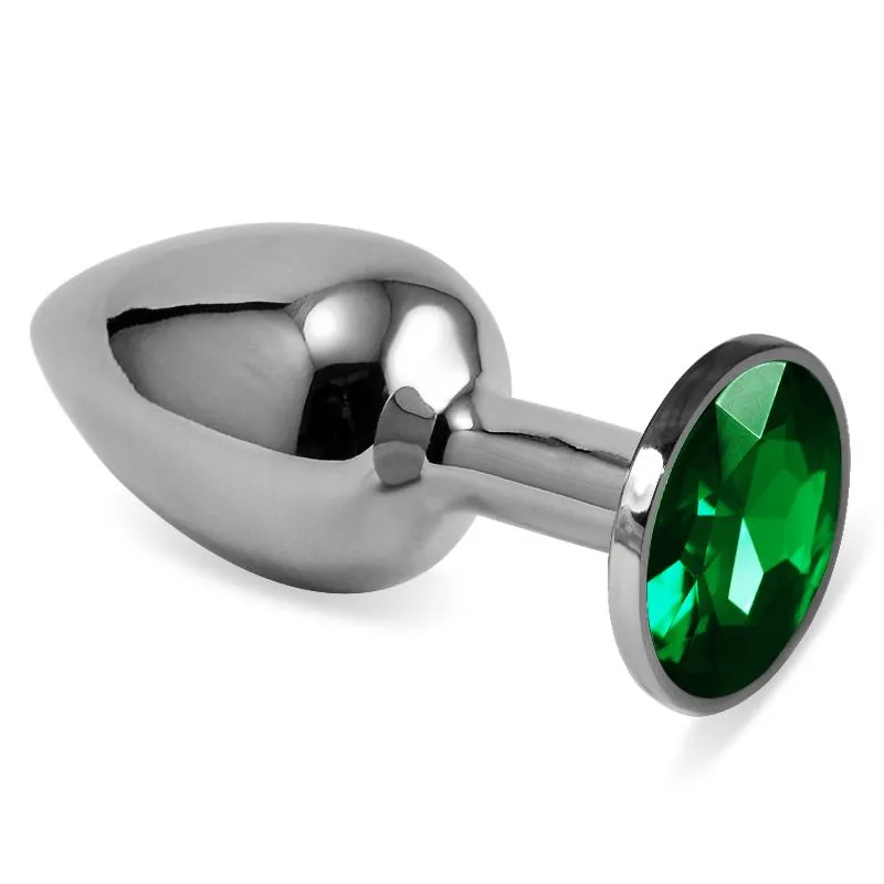 Plug Anal Prateado Rosebud Classic com Joia Verde Lovetoy Tamanho S