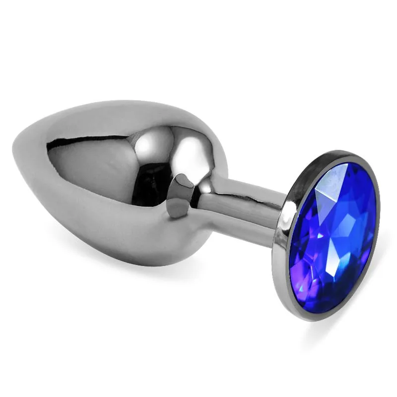 Plug Anal Prateado Rosebud com Joia Azul-Escura Lovetoy Tamanho S