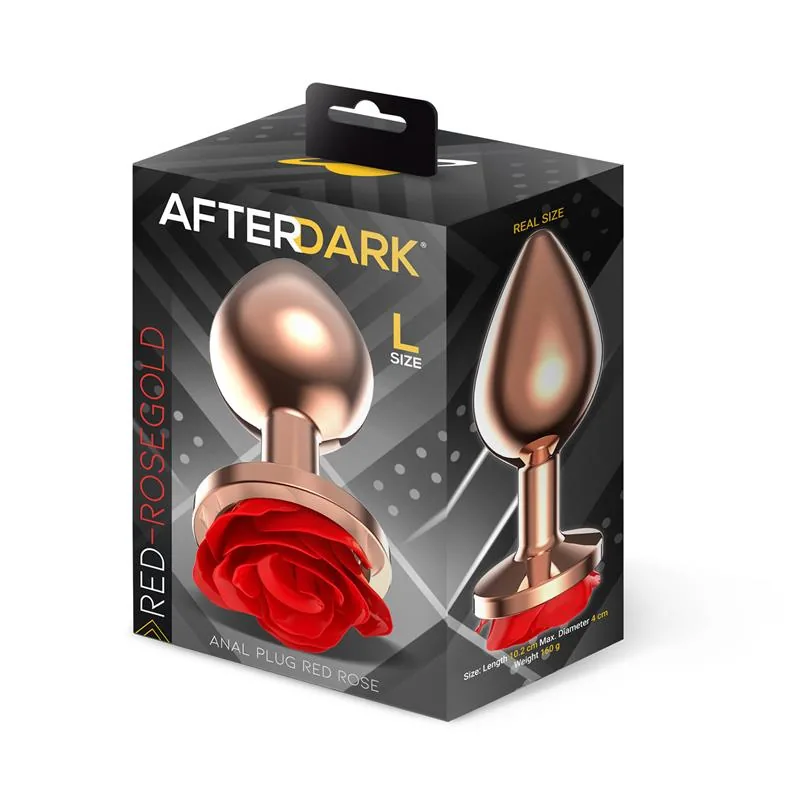 Plug Anal Rosa com Flor Vermelha na Base Afterdark Tamanho L — vista 3 de 3