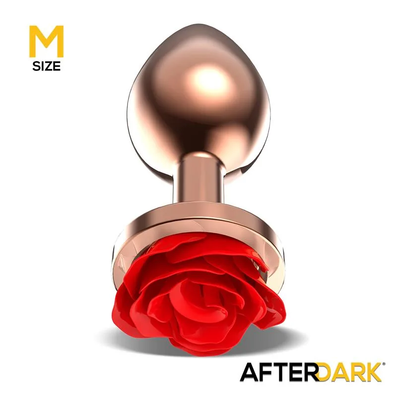Plug Anal Rosa com Flor Vermelha na Base Afterdark Tamanho M — vista 2 de 4