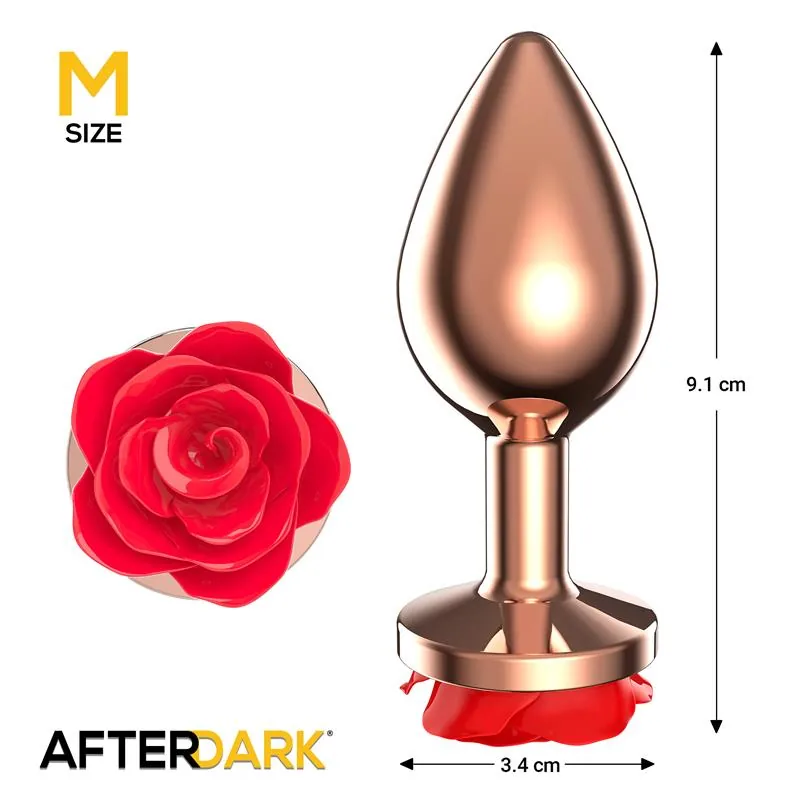 Plug Anal Rosa com Flor Vermelha na Base Afterdark Tamanho M — vista 3 de 4