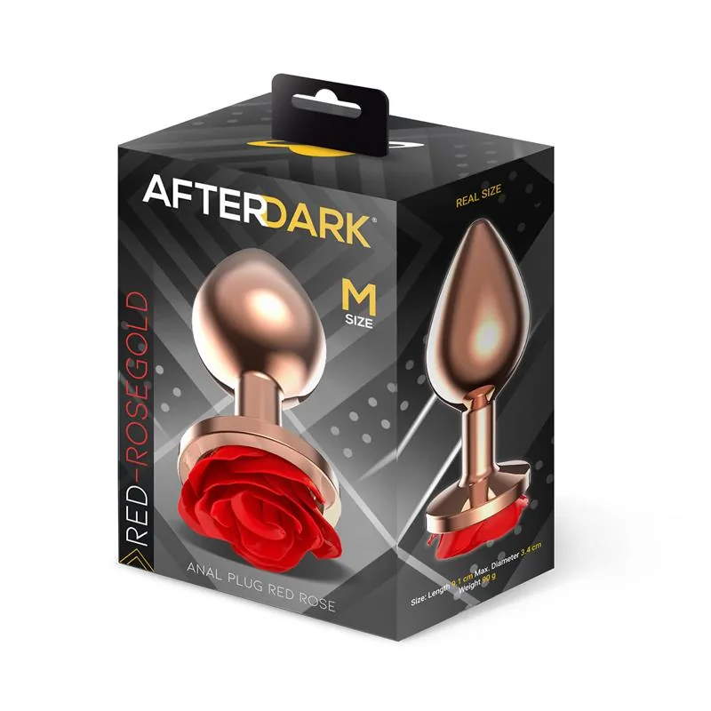 Plug Anal Rosa com Flor Vermelha na Base Afterdark Tamanho M — vista 4 de 4