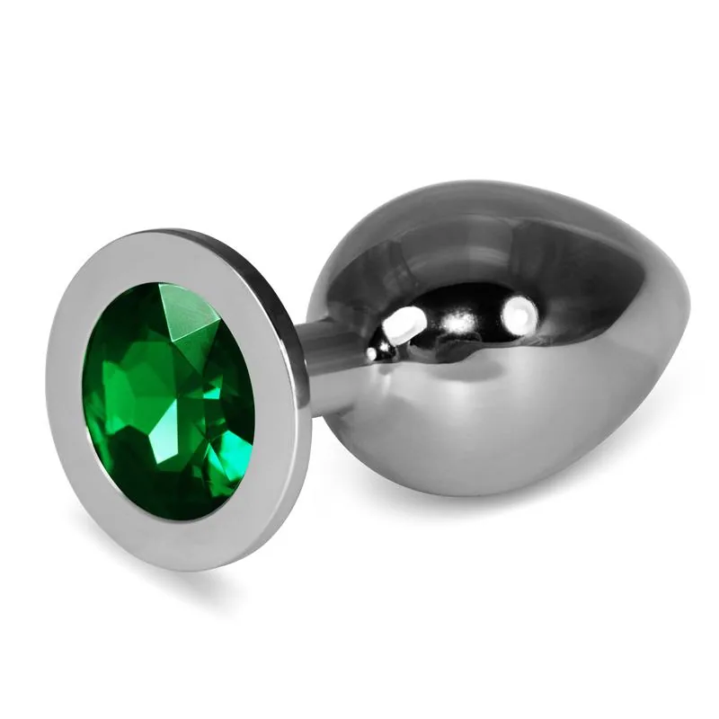 Plug Anal Rosebud Classic em Metal com Joia Verde Lovetoy Tamanho L