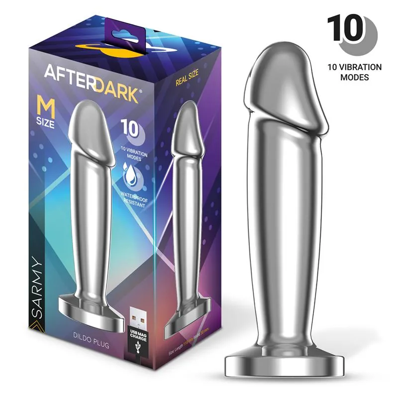 Plug Anal Sarmy Cromado com Vibração USB Magnético Afterdark Tamanho M