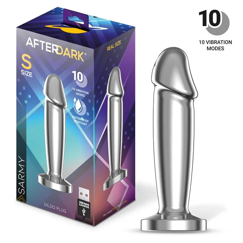 Plug Anal Sarmy Cromado com Vibração USB Magnético Afterdark Tamanho S