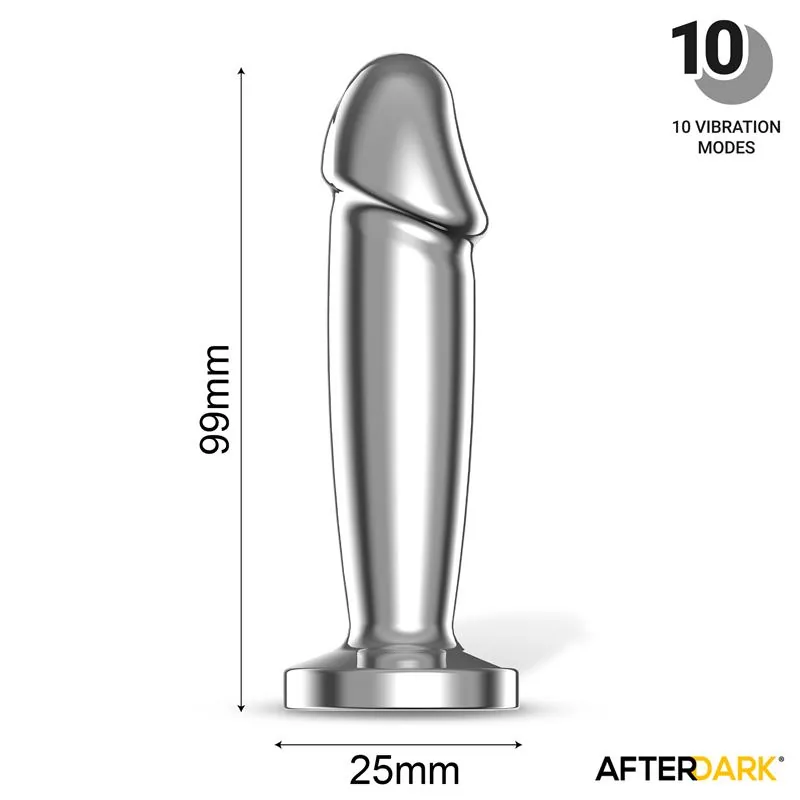Plug Anal Sarmy Cromado com Vibração USB Magnético Afterdark Tamanho S — vista 10 de 11
