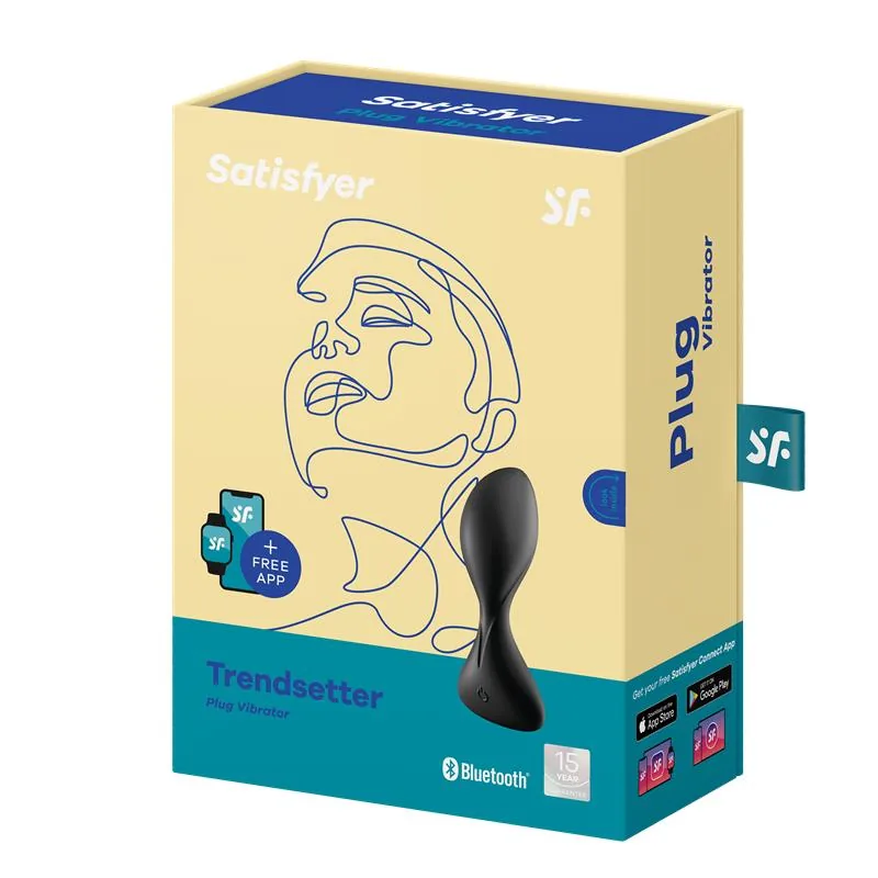 Plug Anal Trendsetter com Vibração e Aplicação Satisfyer Preto — vista 7 de 7
