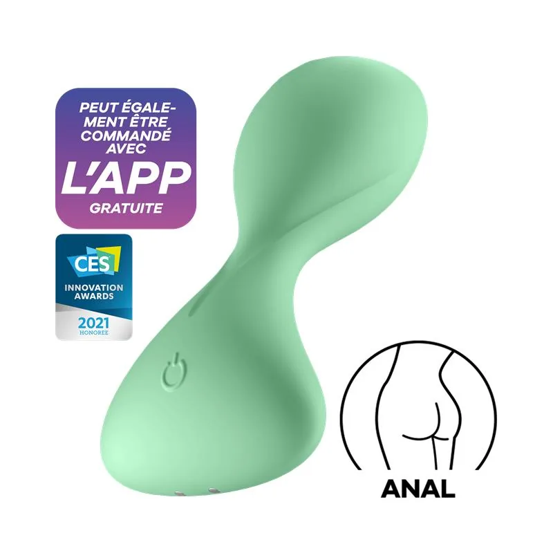 Plug Anal Trendsetter com Vibração e Aplicação Satisfyer Verde Claro