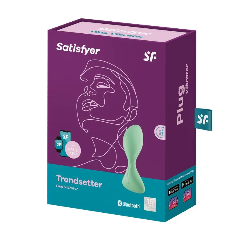 Plug Anal Trendsetter com Vibração e Aplicação Satisfyer Verde Claro — vista 7 de 7