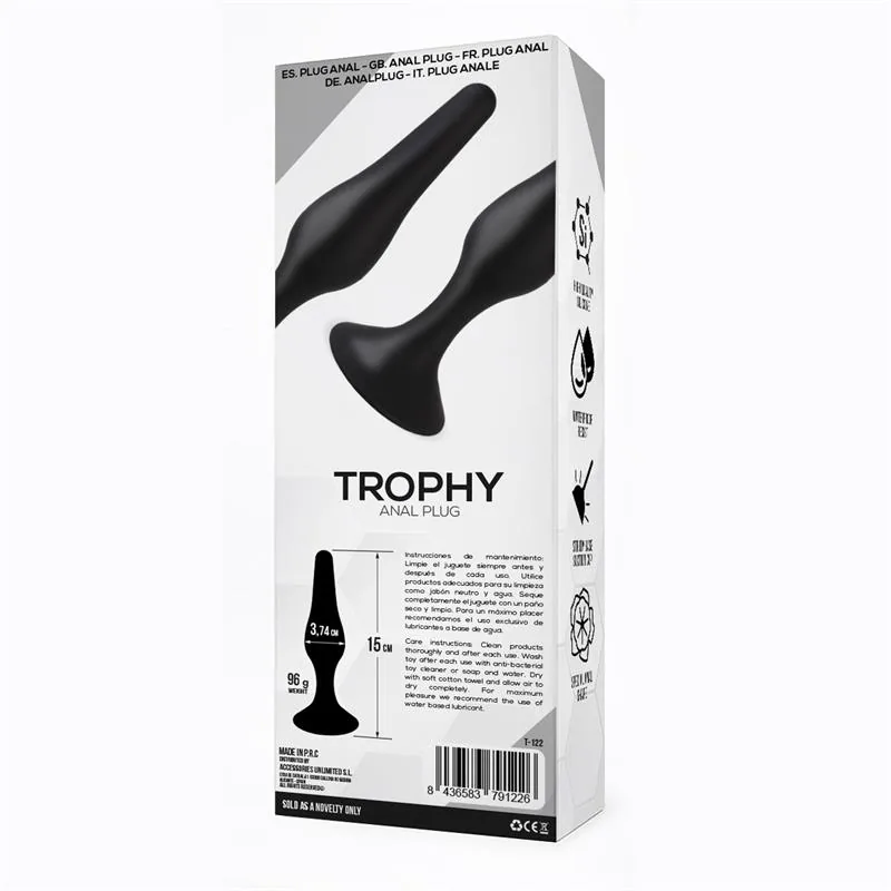 Plug Anal Trophy em Silicone Tardenoche Preto 15 cm — vista 3 de 3
