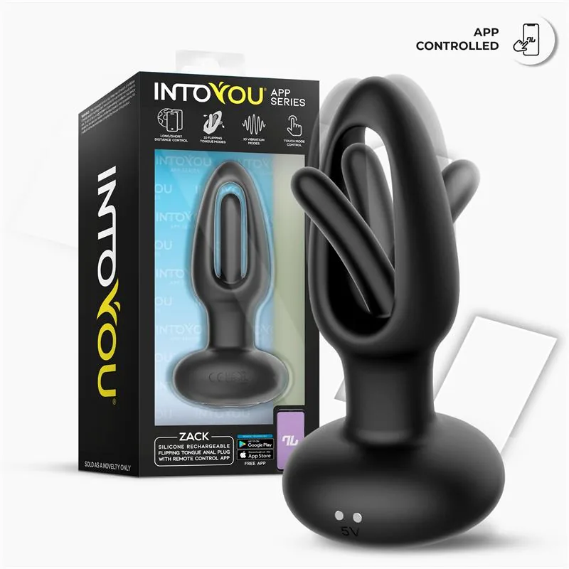 Plug Anal Zack com Língua Oscilante e Vibração por Aplicação Intoyou — vista 9 de 9