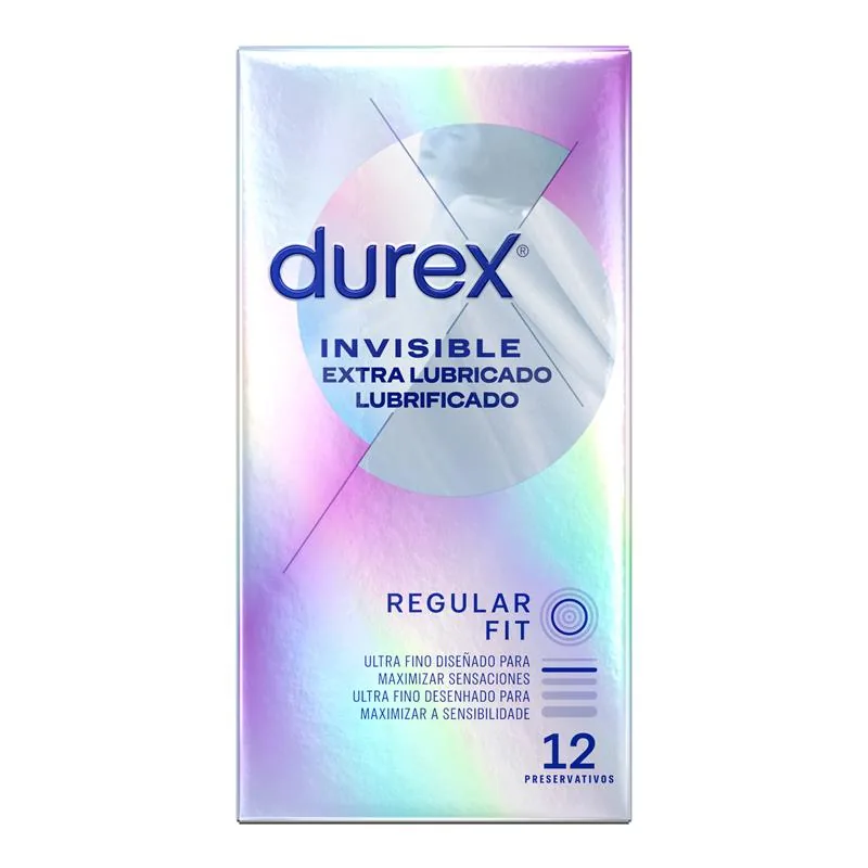 Preservativos Durex Invisible Extra Lubrificação 12 Unidades — vista 2 de 3