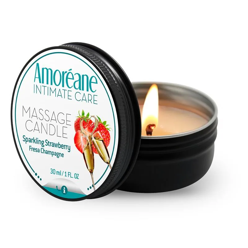 Vela de Massagem Morango Champanhe 30 ml Amoreane