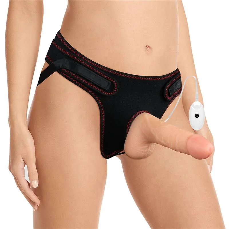 Arnês com Dildo Vibratório e Comando 18 cm
