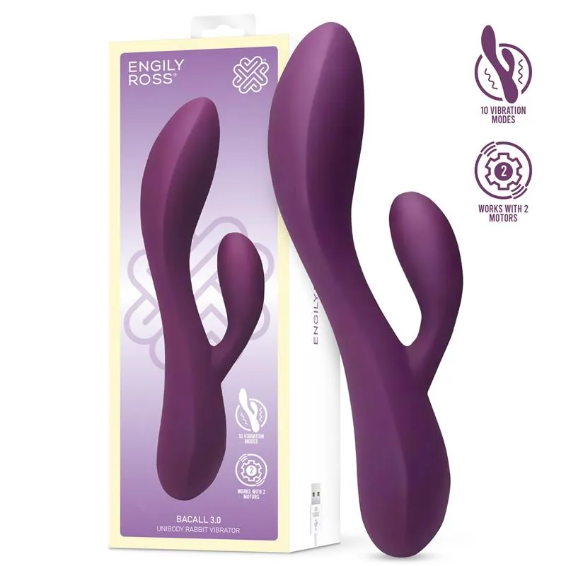 Vibrador Bacall em Silicone Líquido Injetado com Duplo Motor USB Roxo Engily Ross