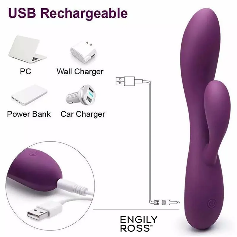 Vibrador Bacall em Silicone Líquido Injetado com Duplo Motor USB Roxo Engily Ross — vista 4 de 9