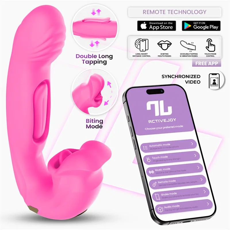 Vibrador Bimby com Mordiscos e Língua Dupla com Toques e Aplicação InToYou