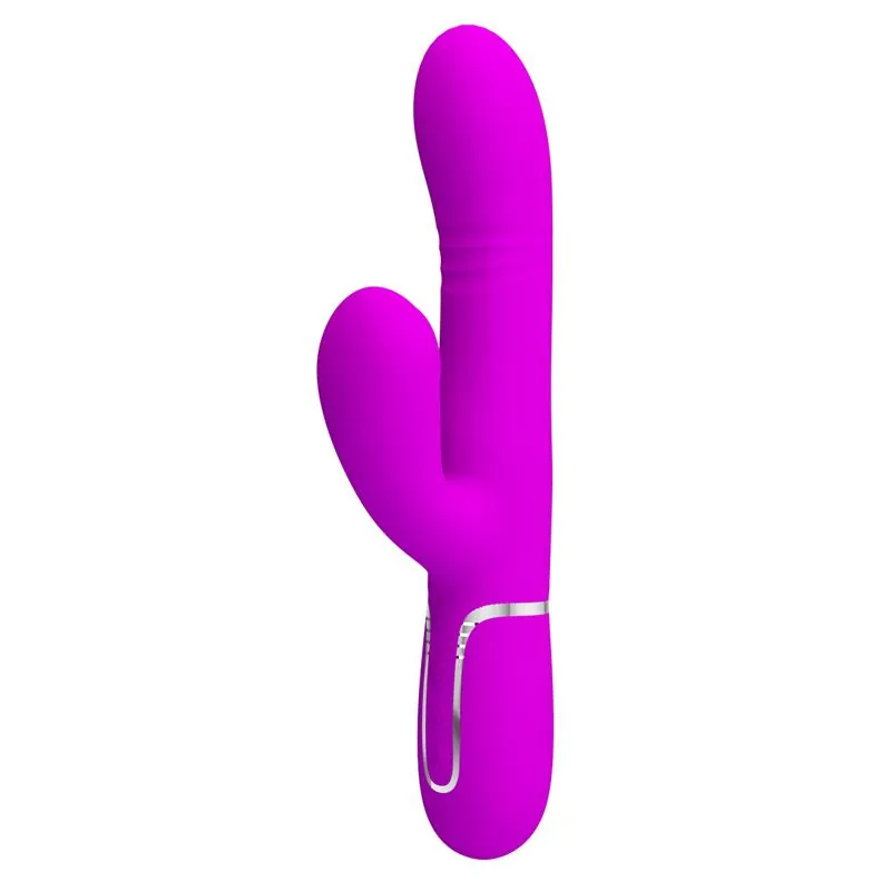 Vibrador Coelho Mariana 4 em 1 em Silicone Fúcsia PrettyLove