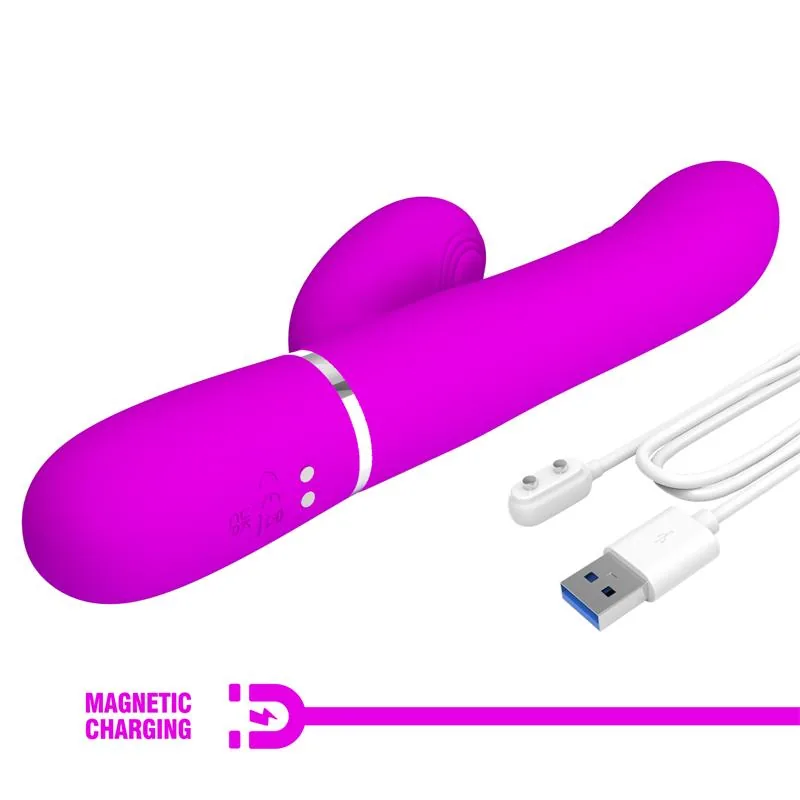 Vibrador Coelho Mariana 4 em 1 em Silicone Fúcsia PrettyLove — vista 10 de 11