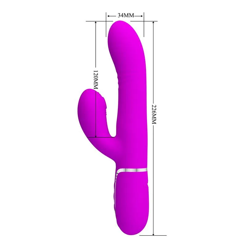 Vibrador Coelho Mariana 4 em 1 em Silicone Fúcsia PrettyLove — vista 8 de 11