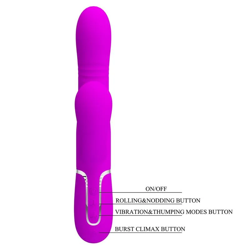 Vibrador Coelho Mariana 4 em 1 em Silicone Fúcsia PrettyLove — vista 9 de 11