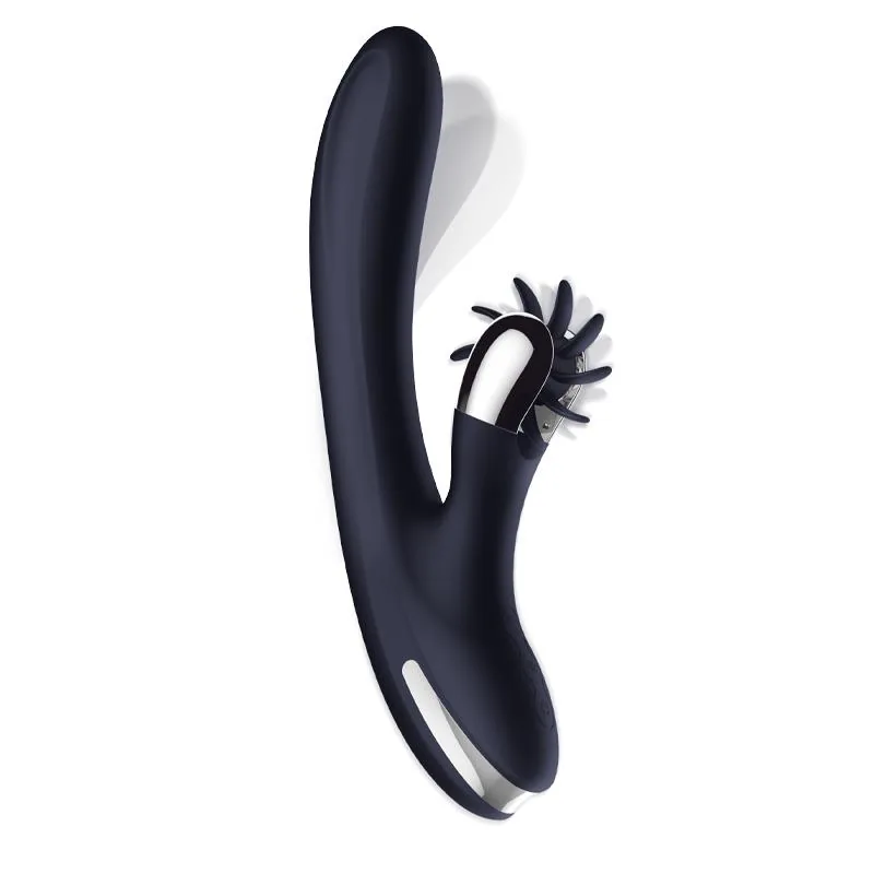 Vibrador Darkspace com Língua Rotativa e Movimento de Dedo Azul InToYou — vista 2 de 5