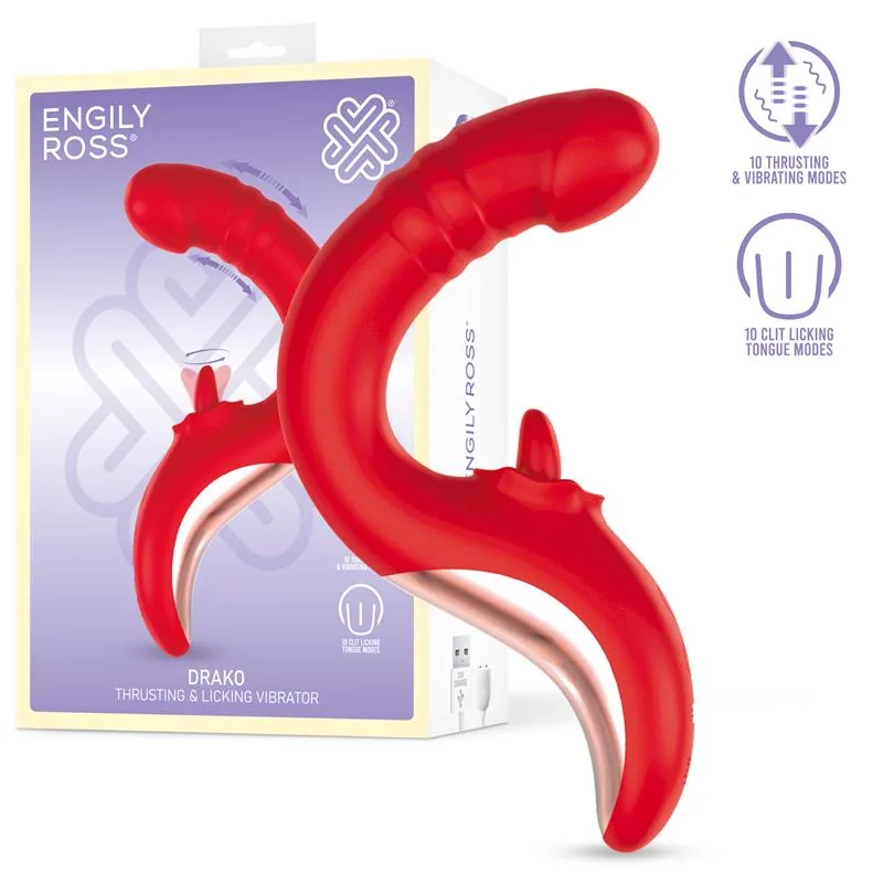 Drako Vibrador Vaivém e Língua Oscilante 360º