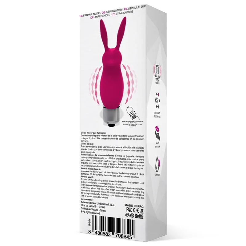 Hopye Bala Vibratória Coelhinho Silicone Rosa — vista 3 de 3