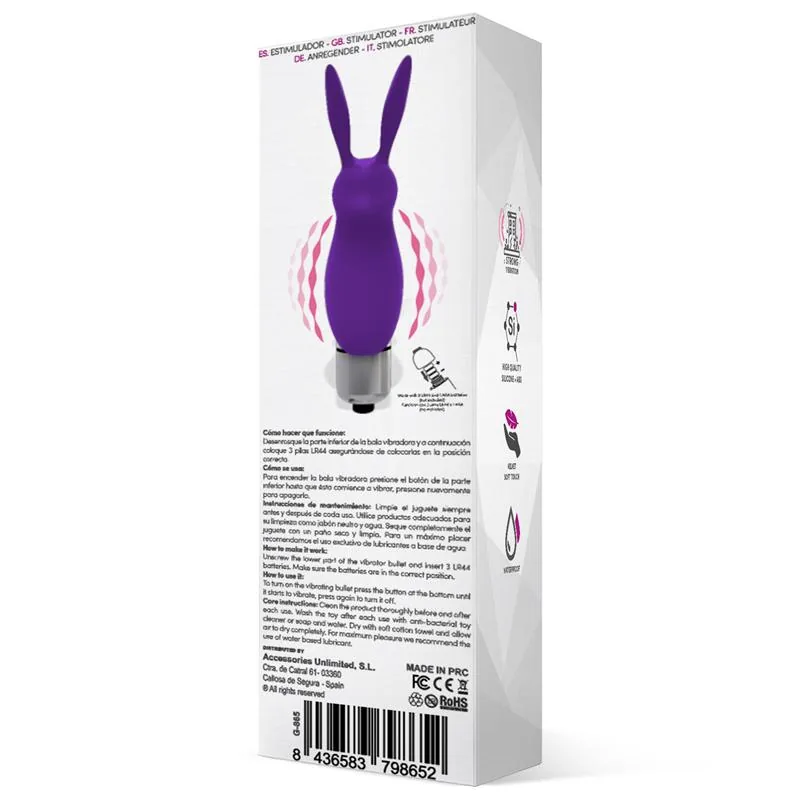Hopye Bala Vibratória Coelhinho Silicone Roxo — vista 3 de 3