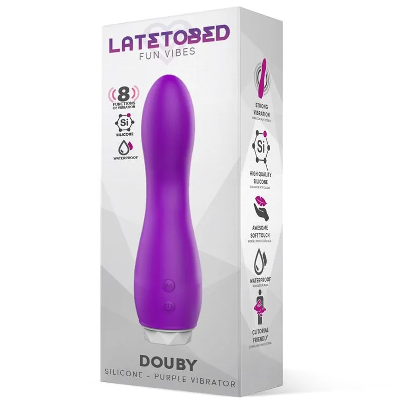 LateToBed Douby Vibrador Silicone Roxo — vista 2 de 3