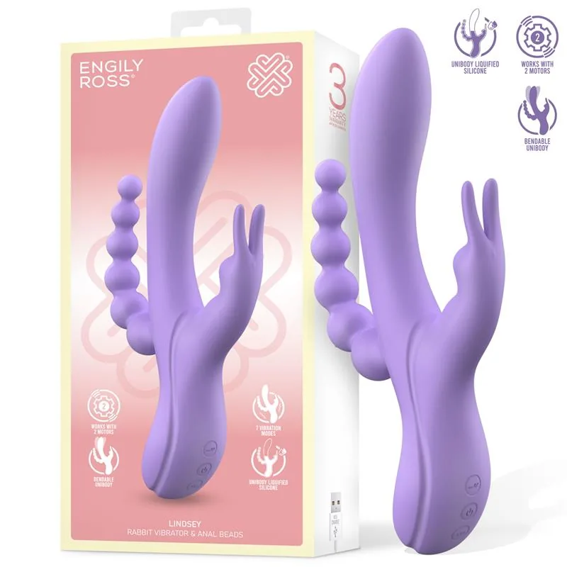 Vibrador Lindsay com Corrente Anal e 2 Motores Engily Ross
